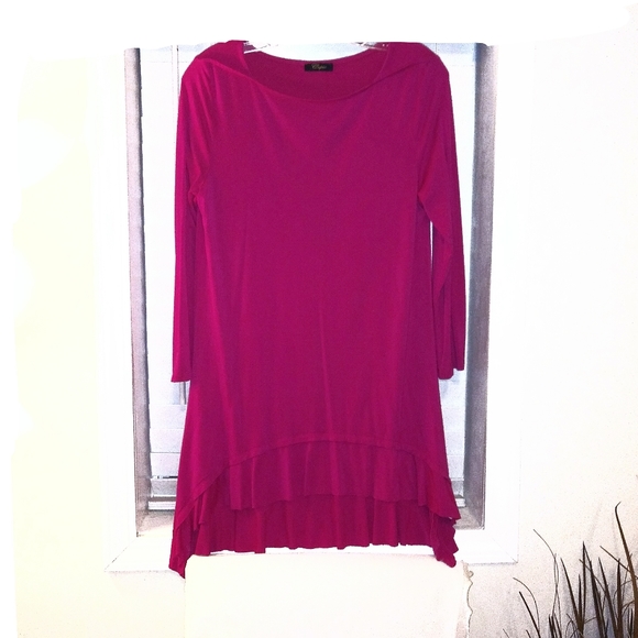 Cupio Magenta High Low Ruffle Hem Dress - Picture 5 of 7